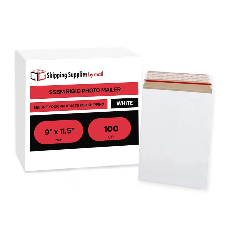 100 Pack White Cardboard Rigid Mailers 9" x 11.5" I43757
