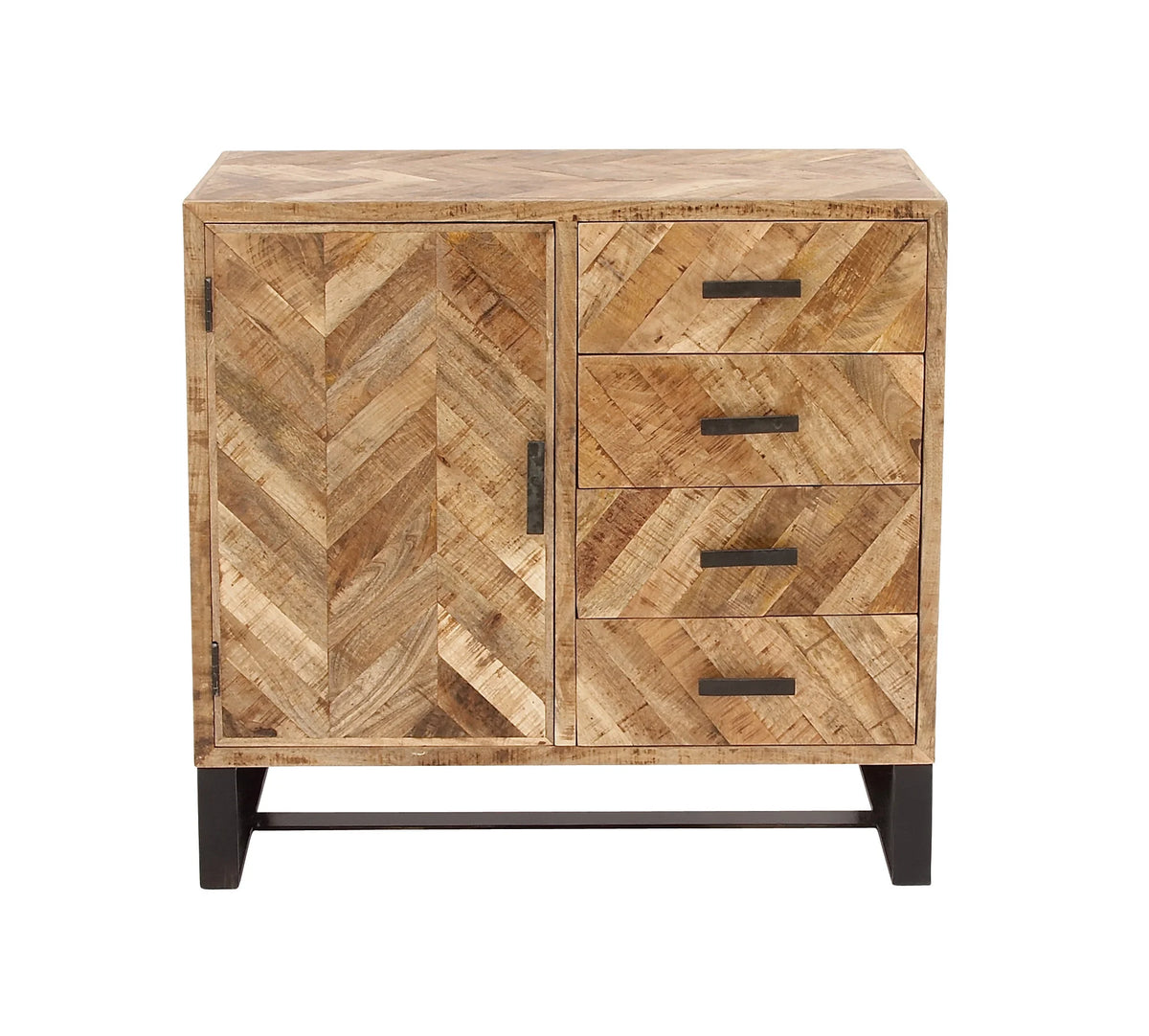 Brown Mango Wood 4 Drawers 1 Shelf 1 Door Geometric Cabinet G20576