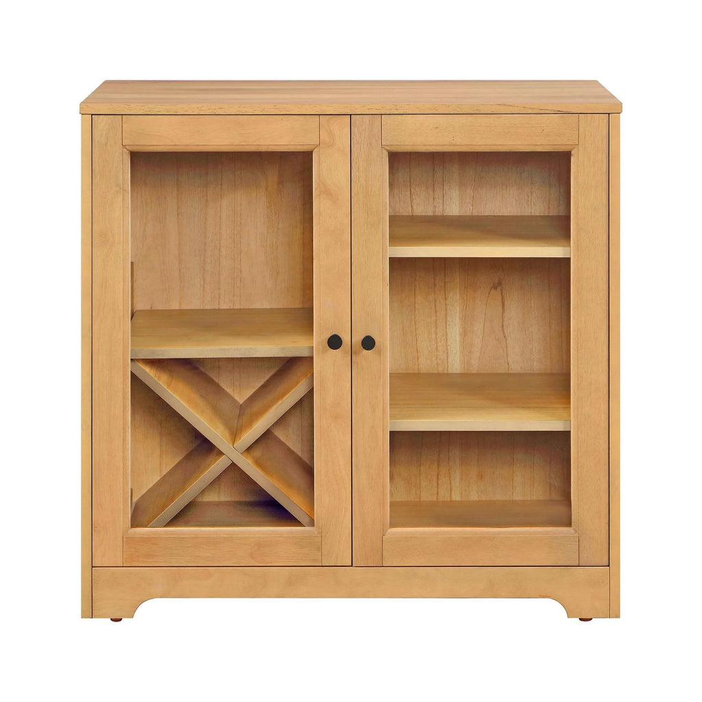 Natural Oak Bar Cabinet with Solid Wood Frame I68835