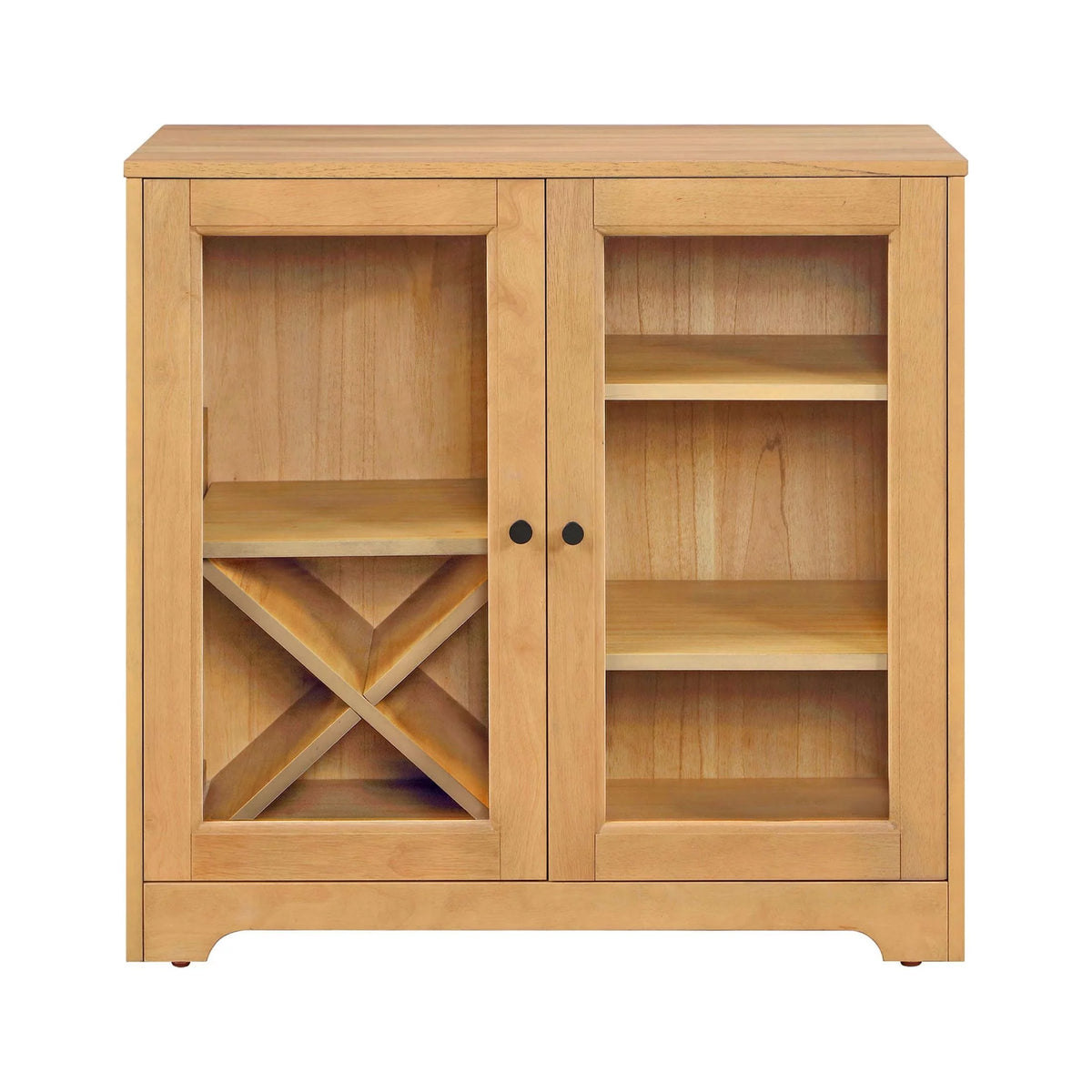 Natural Oak Bar Cabinet with Solid Wood Frame I68835