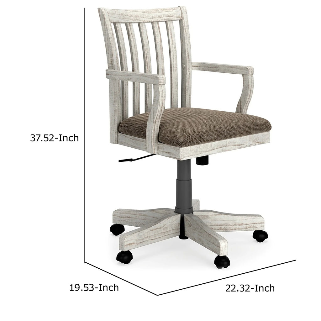 23 Inch Antique White Swivel Home Office Chair K514333