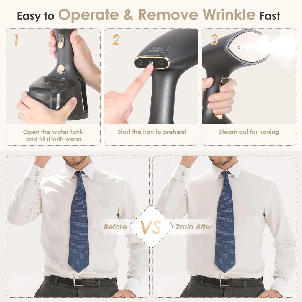 1500W Garment Steamer with 300ml Detachable Tank H28237