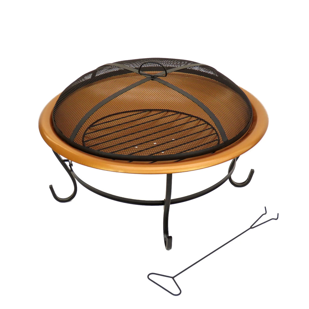 29" Copper Fire Pit with Stand and Screen K5429
