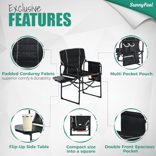 Oversized 2 Pack Portable Folding Camping Chair with Side Table U20451