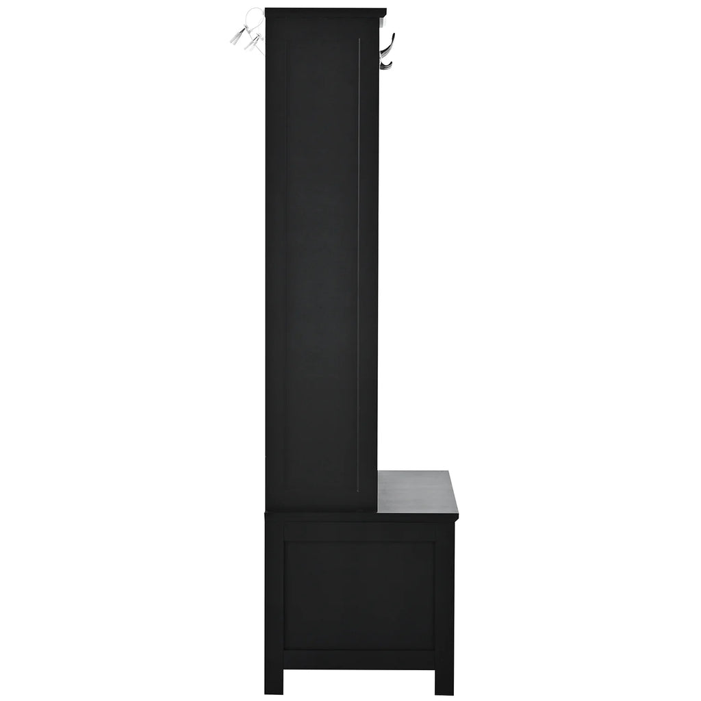 Black Wooden Hall Tree with Bench and Shoe Storage E835118