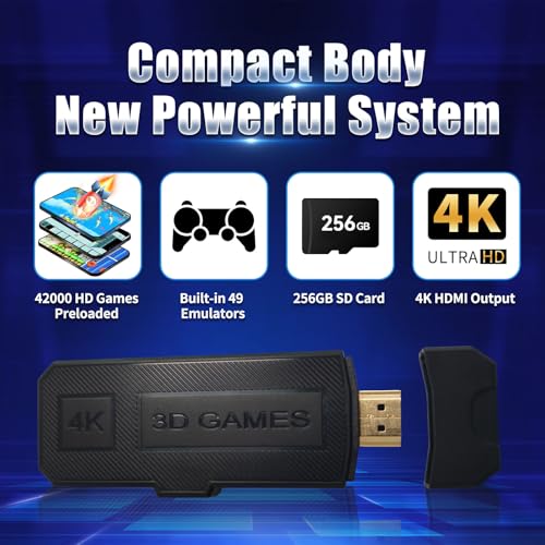 Wireless Retro Game Console with 256GB SD Card and 2.4GHz Controllers D311727