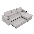Gray Velvet L-Shape Sectional Sofa with Pull-Out Sleeper J887