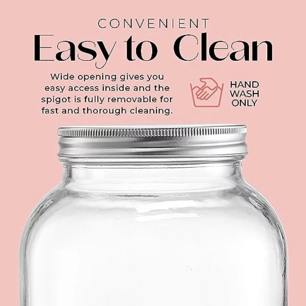 Clear Glass Beverage Dispenser with Spigot and Stand 1 Gallon G528