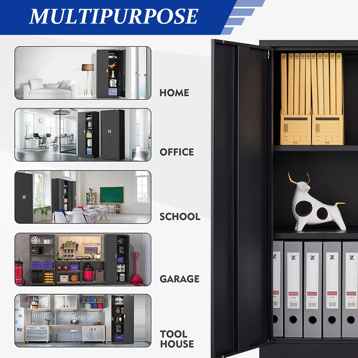 Metal Lockable Storage Cabinets with Doors and Shelves E768