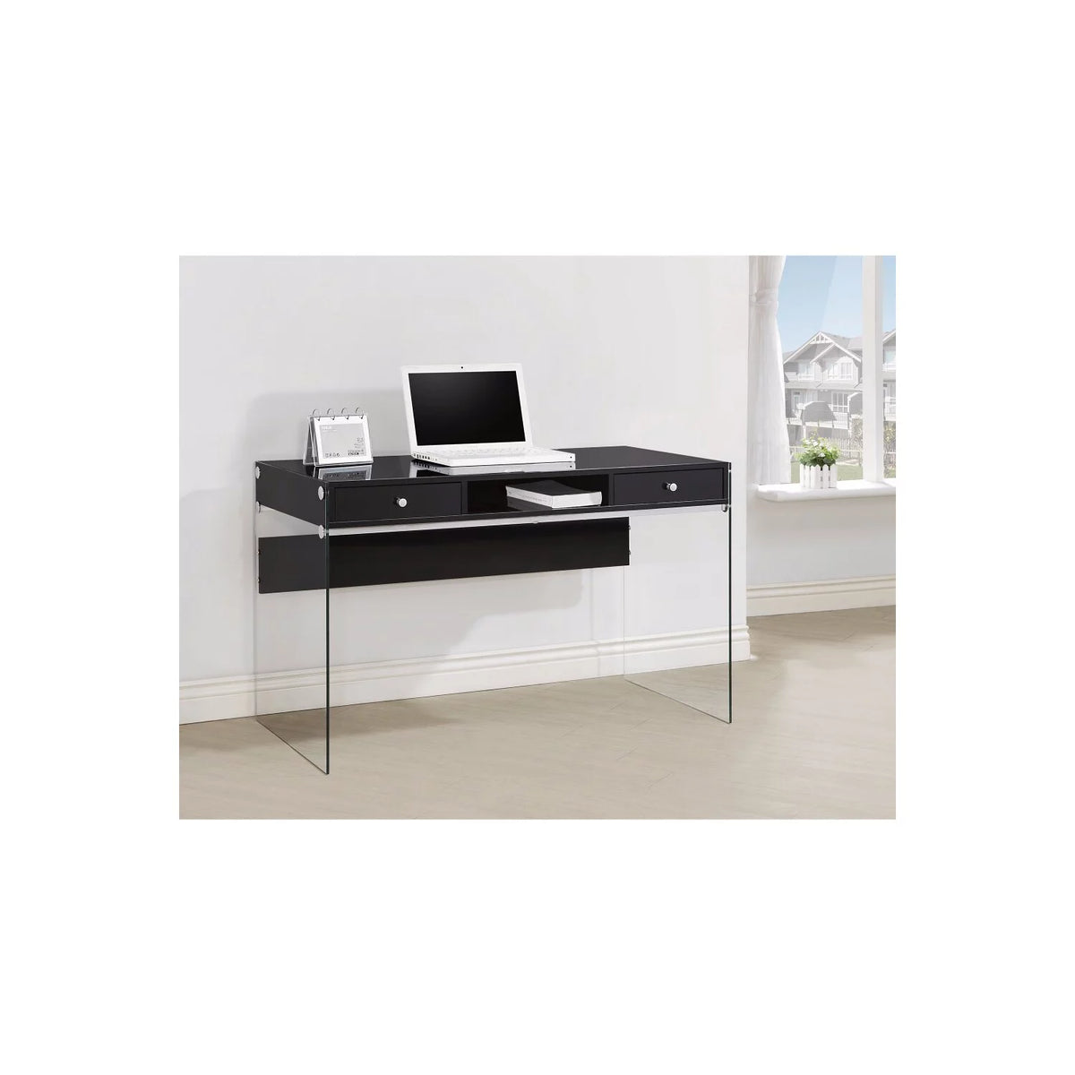 Metal Writing Desk with Glass Sides W52622