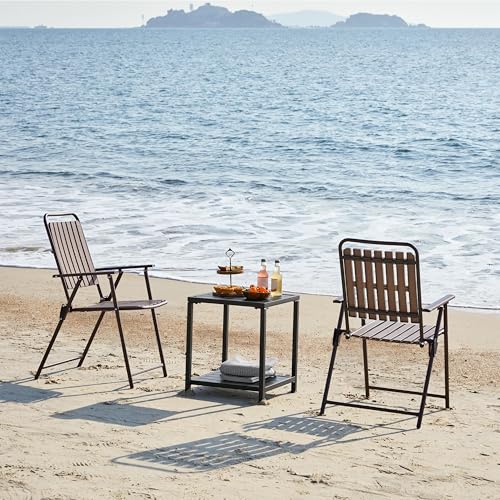 Folding Patio Chair Set of 4 Black E754