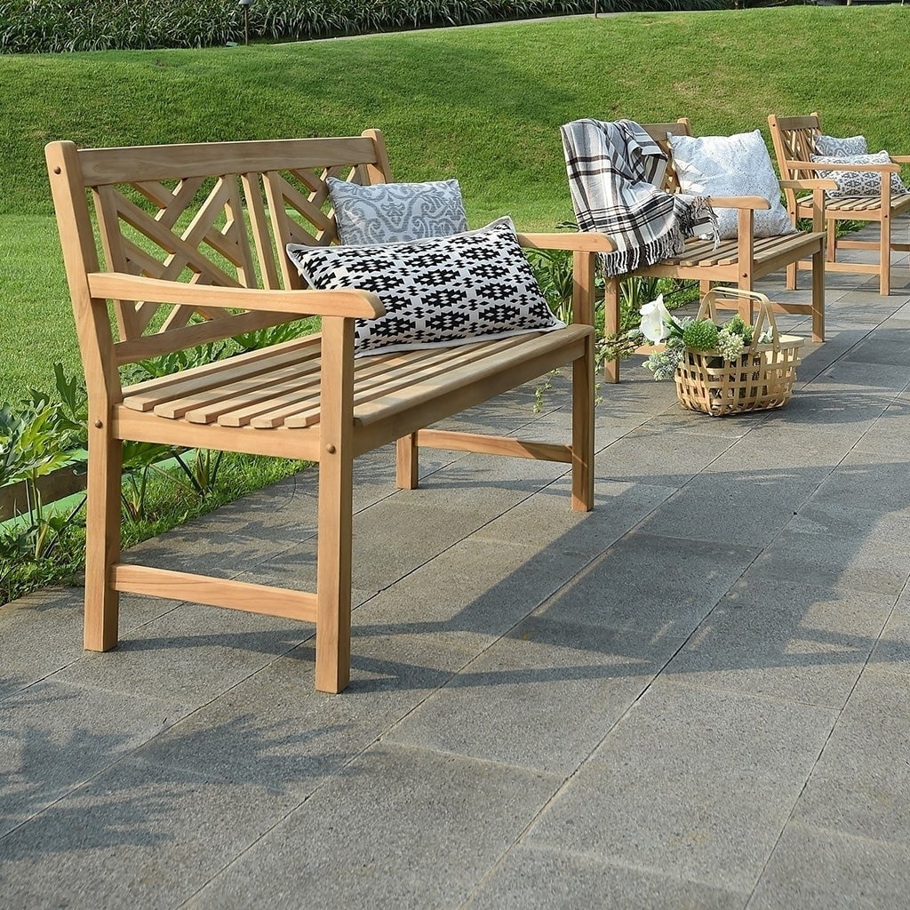 Natural Teak Wood Patio Bench B885527