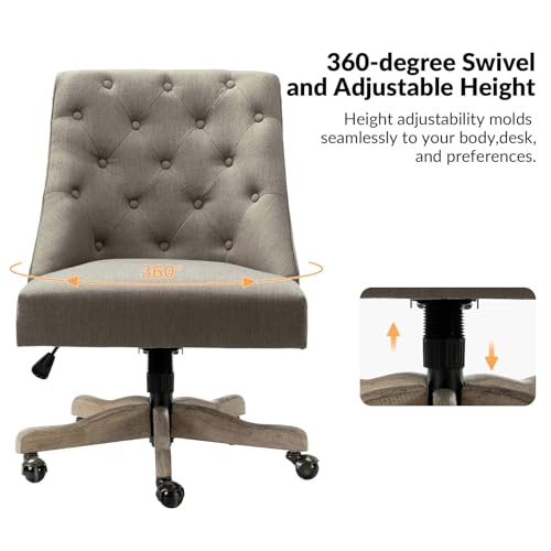 Beige Tufted Upholstered Home Office Chair S339588