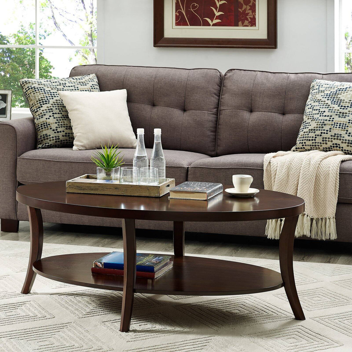 Espresso 3Pc Oval Coffee Table and End Table Set H799