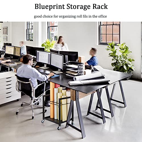 Metal Blueprint Storage Cart with Wheels 20 Slots J528