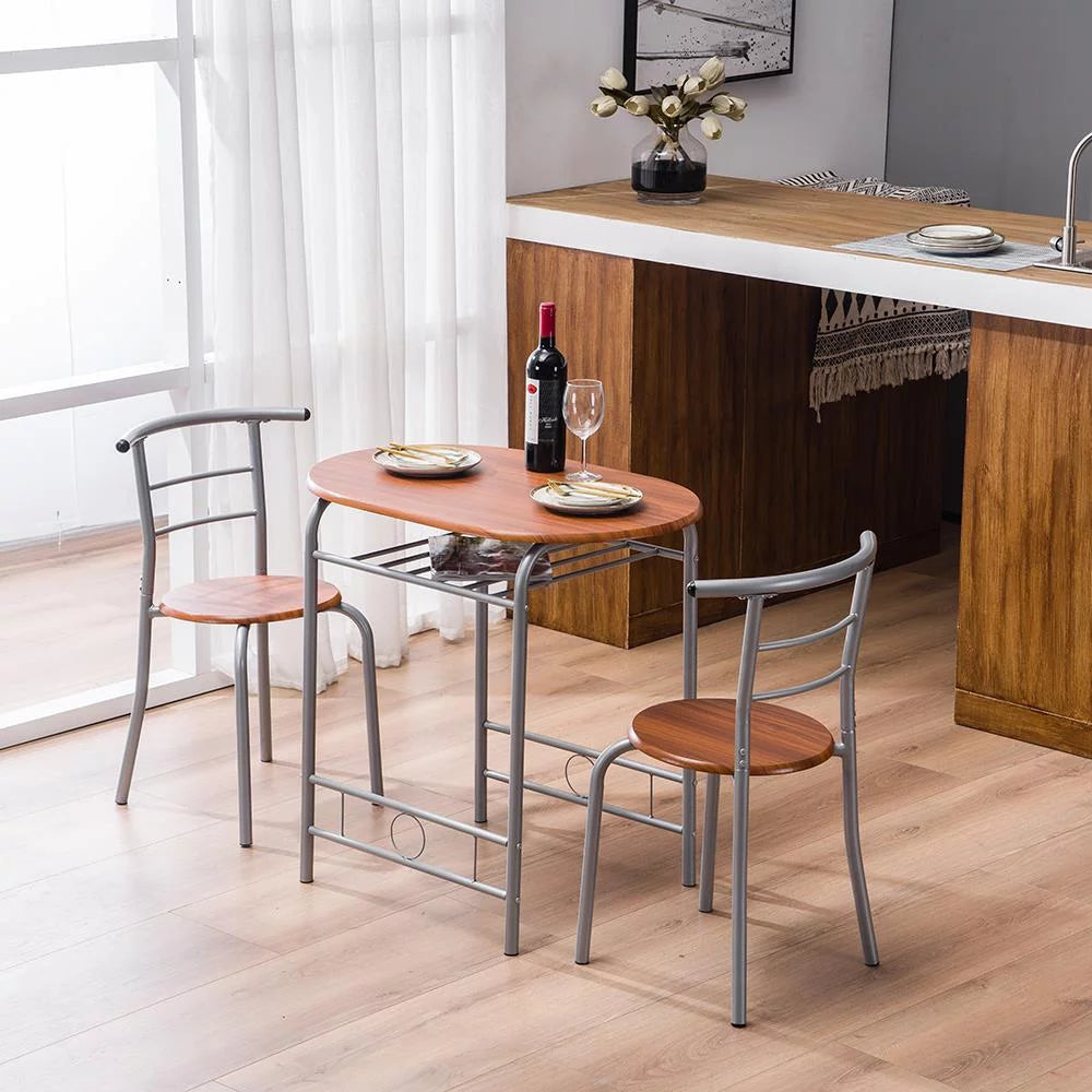 3-Piece Wooden Round Table & Chair Set U921377