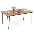 79-Inch Acacia Wood Oval Dining Table with Umbrella Hole W297450