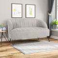 Light Gray Fabric Loveseat with Hairpin Legs H415