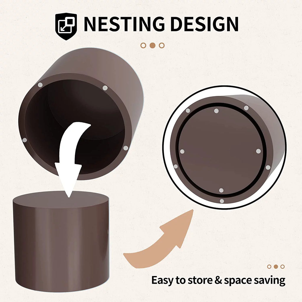 Nesting Coffee Table Set of 2 Modern Circle Wood Side Table L3559