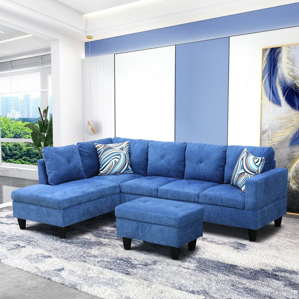 Blue Linen 2-Piece Sofa Set N1775