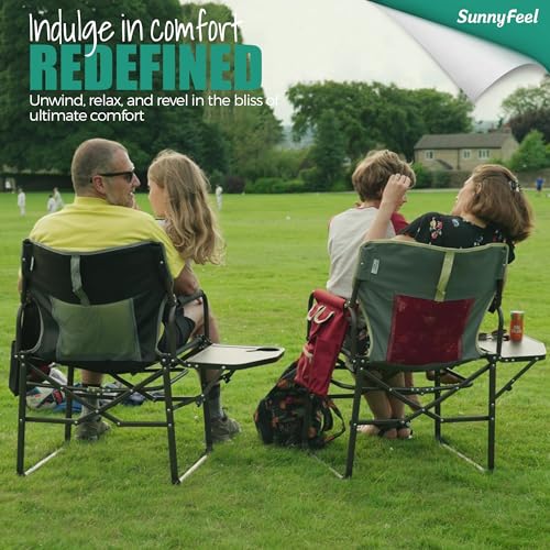 Oversized 2 Pack Portable Folding Camping Chair with Side Table U20451