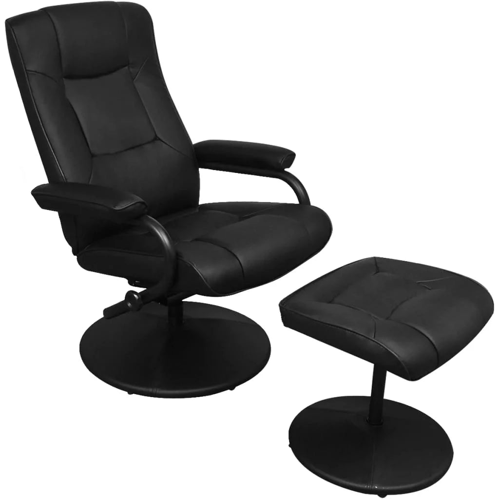 Black Faux Leather Swivel Recliner with Ottoman G66936