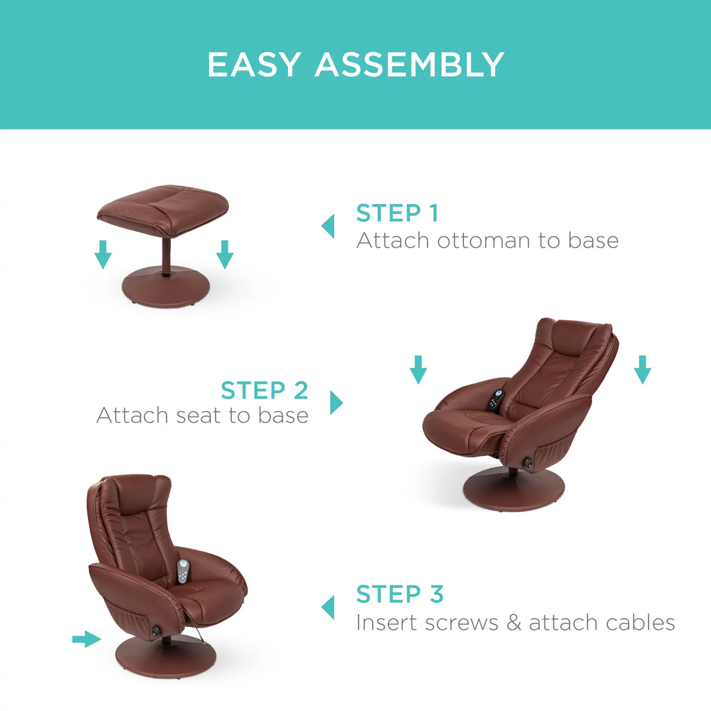 Brown Faux Leather Electric Massage Recliner Chair with Ottoman E650