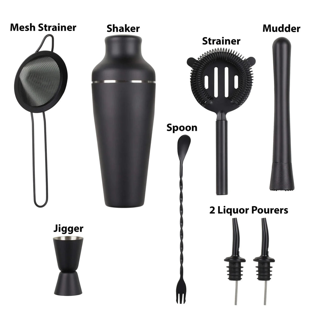 8-Piece Cocktail Shaker Set with Wooden Stand N956199