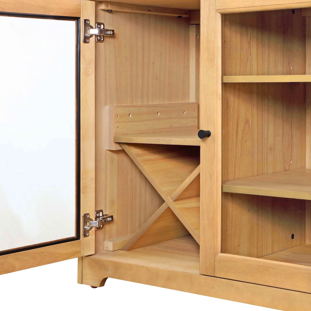 Natural Oak Bar Cabinet with Solid Wood Frame I68835