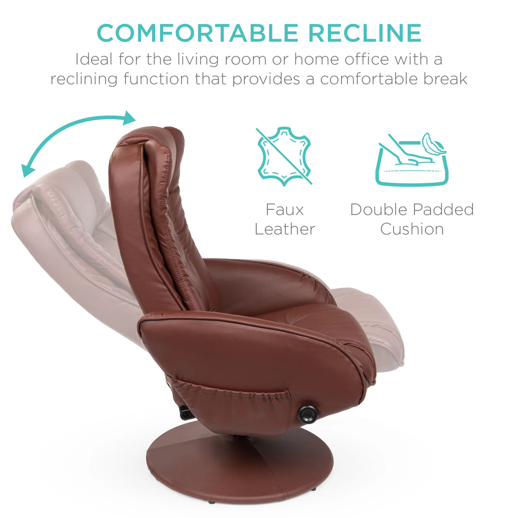 Brown Faux Leather Electric Massage Recliner Chair with Ottoman E650