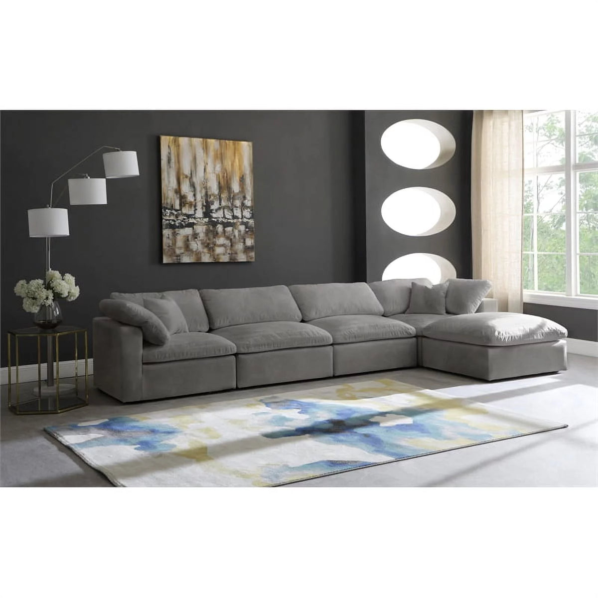 Gray Velvet Modular Sectional R5945