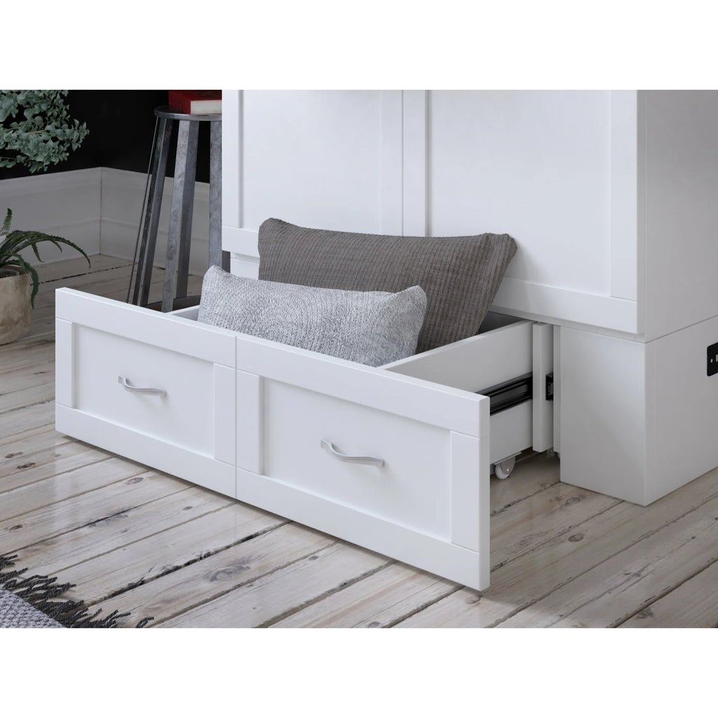 White Wood Twin Extra Long Murphy Bed Chest Y1655