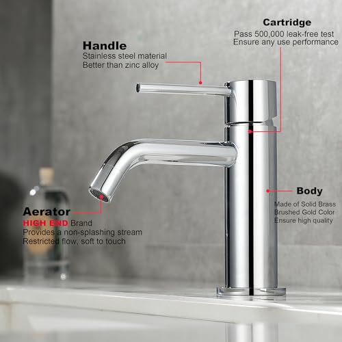 Brushed Gold Single Handle Vessel Sink Faucet U5246