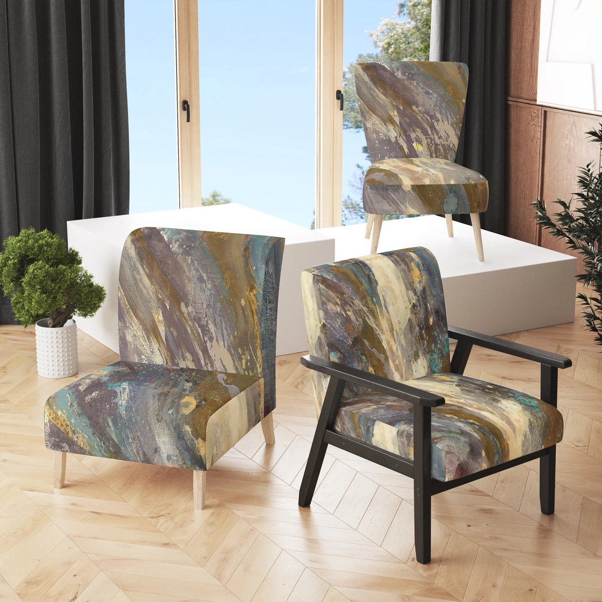 Upholstered Accent Arm Chair W7568