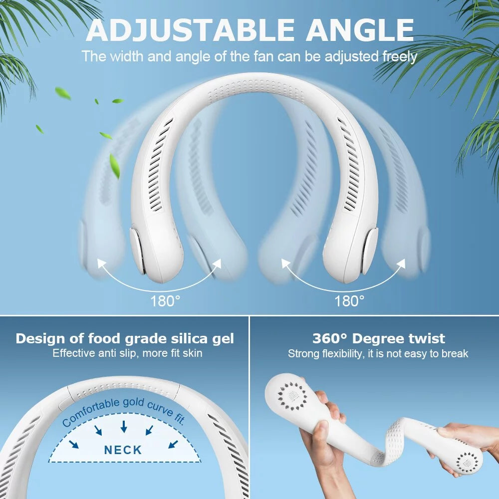 Portable Bladeless Neck Fan 4000 mAh 3 Speeds White B476