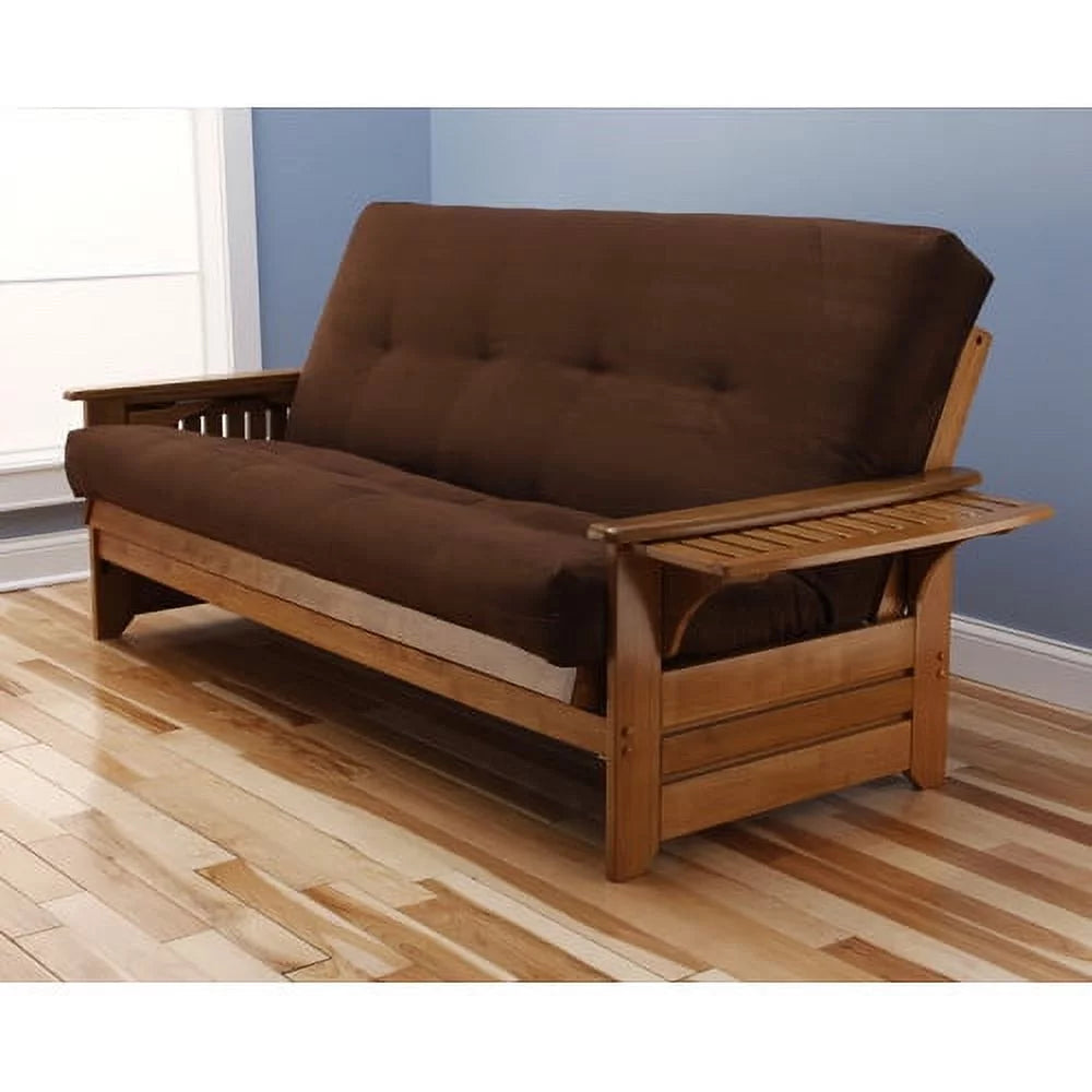 Light Brown Futon with Fabric Mattress S611