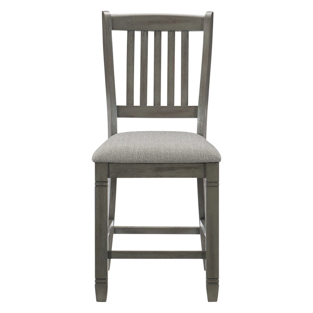 Antique Gray Counter Height Wooden Chairs 2Pc Set U504117