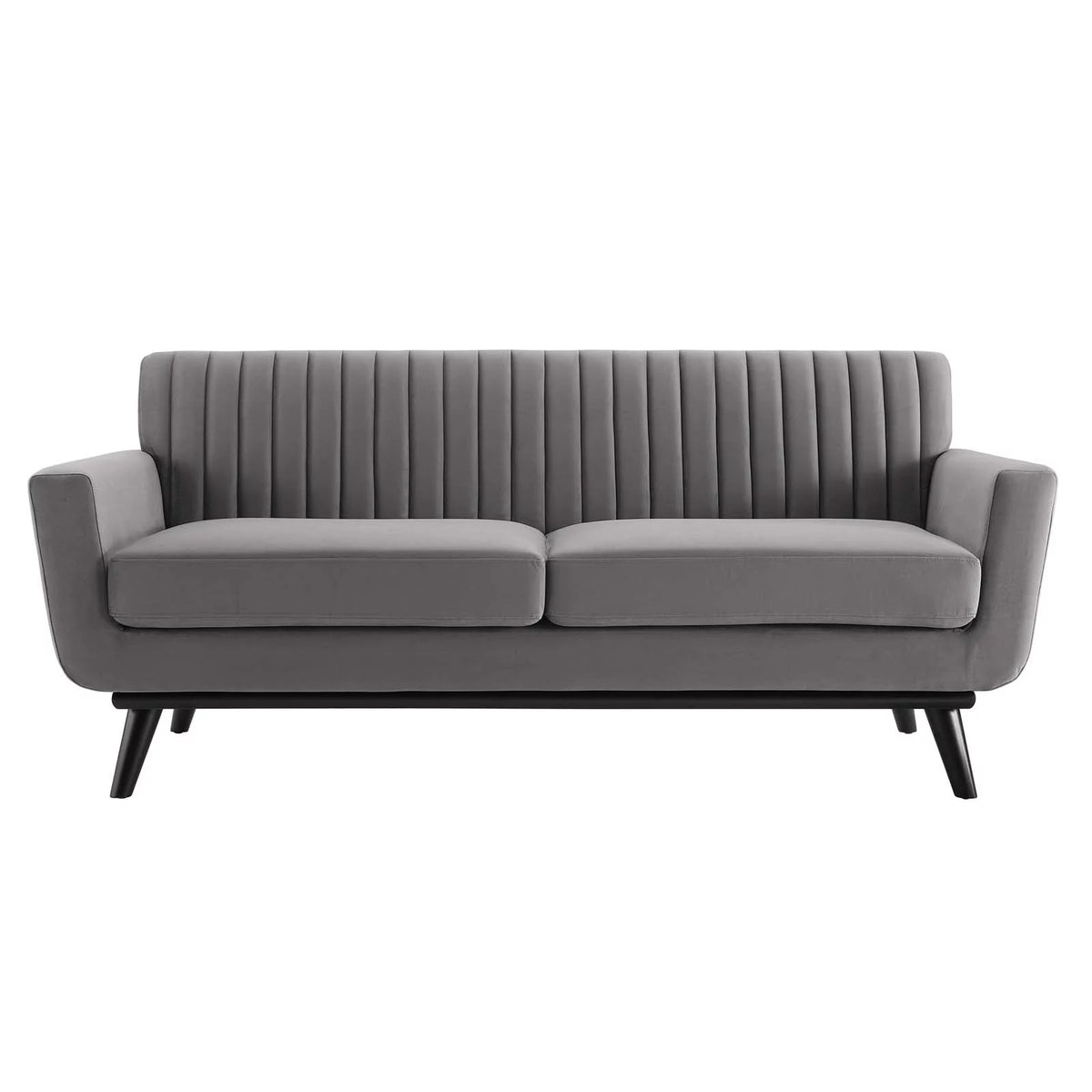Gray Channel Tufted Performance Velvet Loveseat I829809