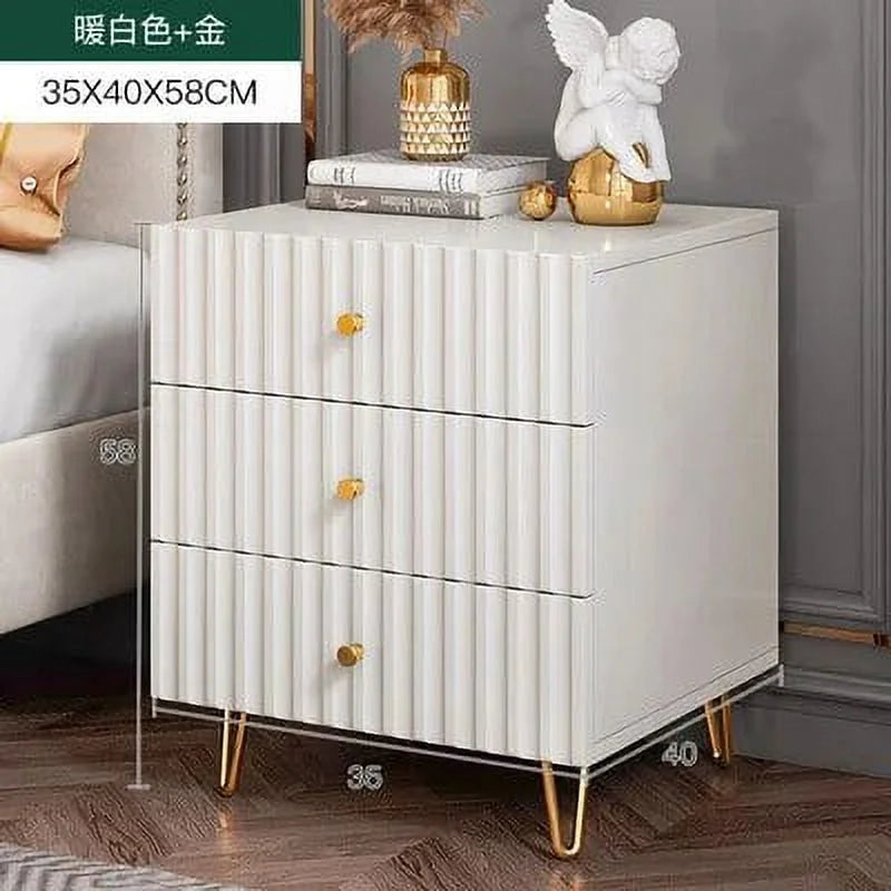 White Modern Nightstand with Drawers X880