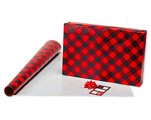 Red and Black Christmas Wrapping Paper Set with Cut Lines M25915