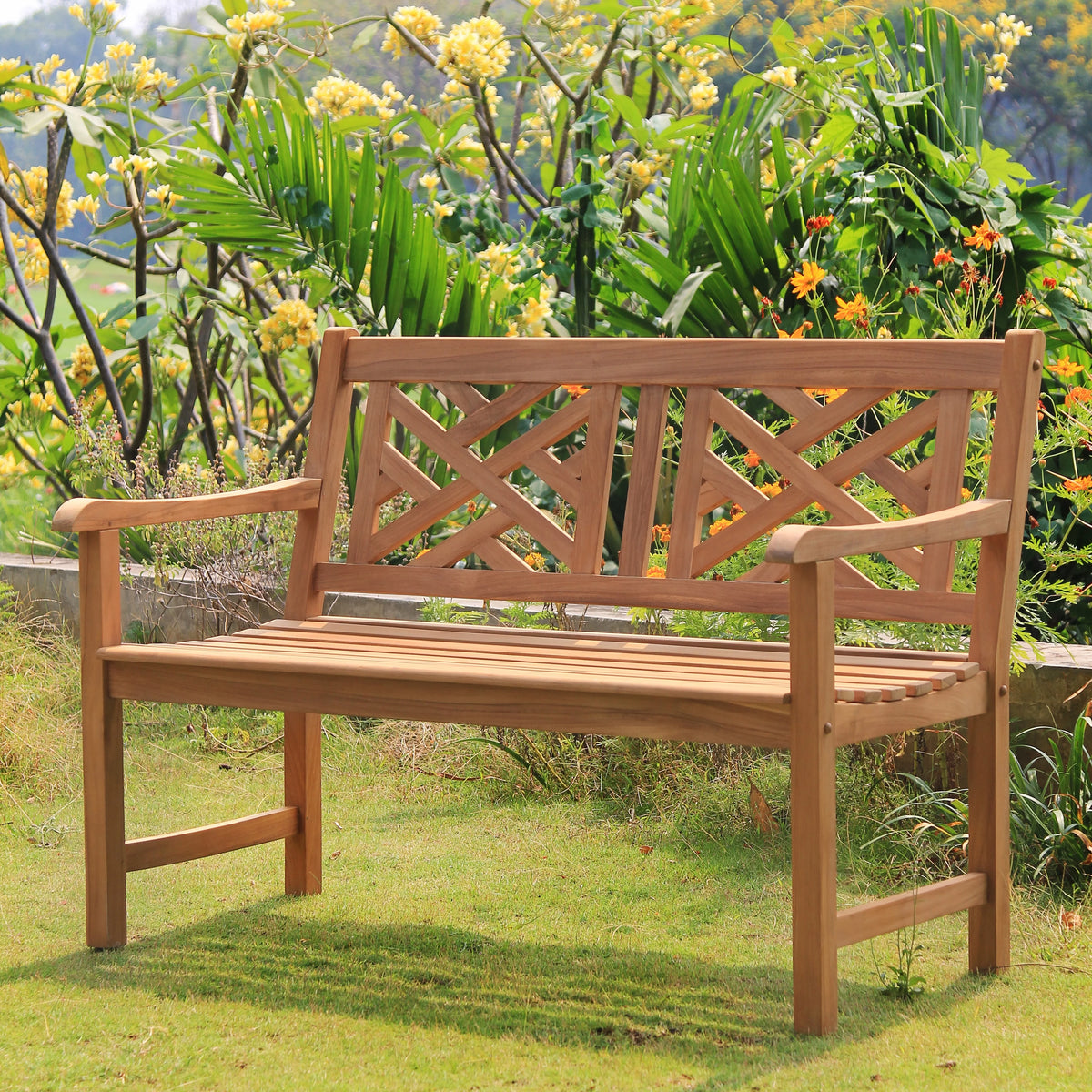 Natural Teak Wood Patio Bench B885527