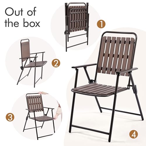 Folding Patio Chair Set of 4 Black E754