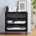 3 Drawer Tempered Glass Wood Dresser E75362