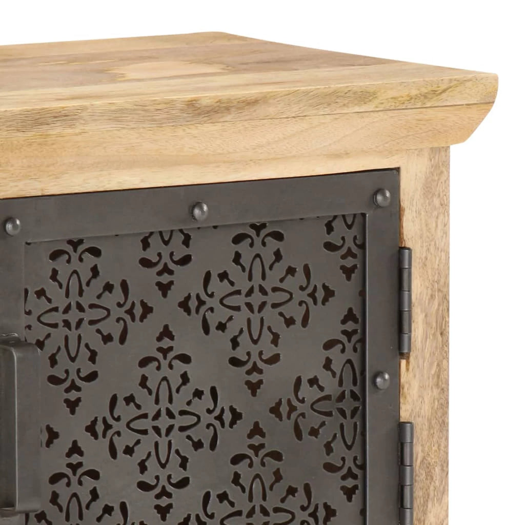 Mango Wood TV Stand with 2 Steel Doors M12156