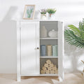 2-Door White Bathroom Floor Storage Cabinet with Adjustable Shelves T613763