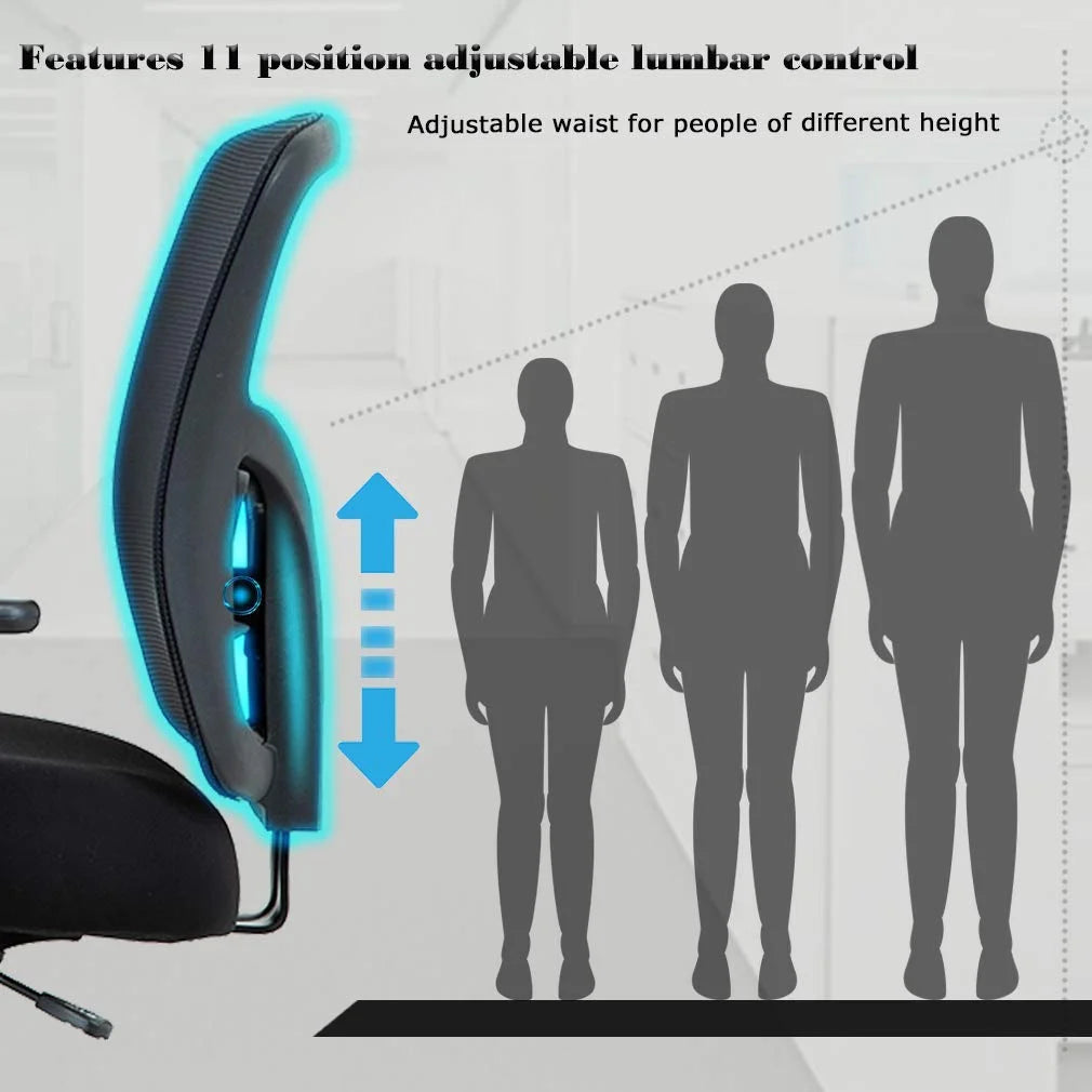 Black Mesh Ergonomic Office Chair 400 lbs with Wheels and Adjustable Arms P12772