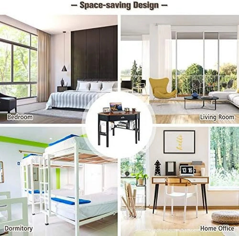 White Corner Desk with Drawer and Shelves Q48461