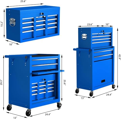 8 Drawer Rolling Tool Chest with Wheels and Lock E5716