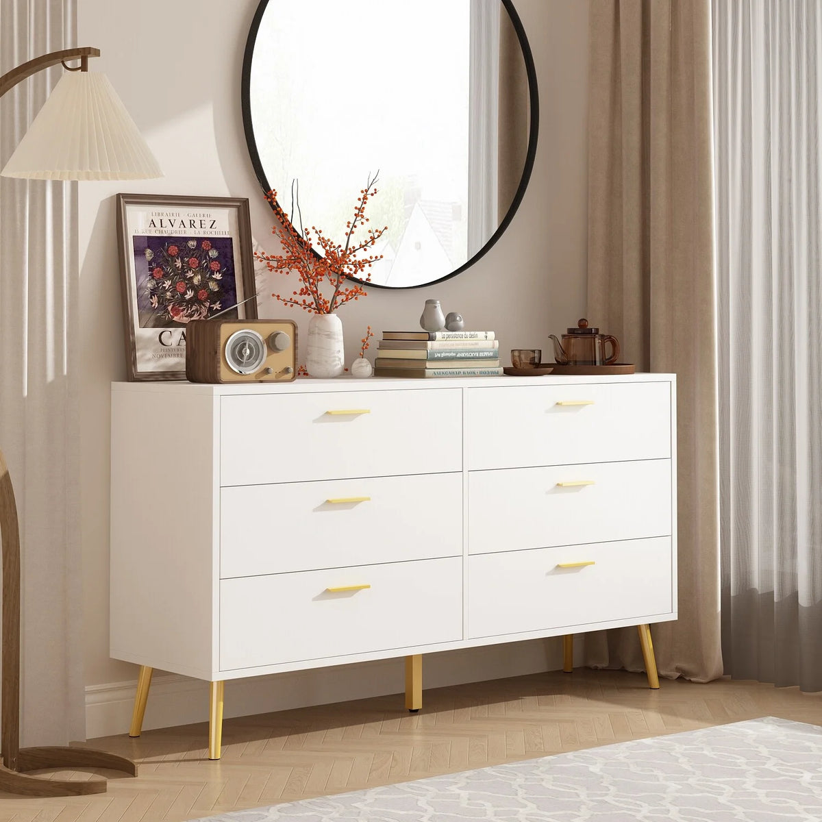 White 6 Drawer Dresser Z95240