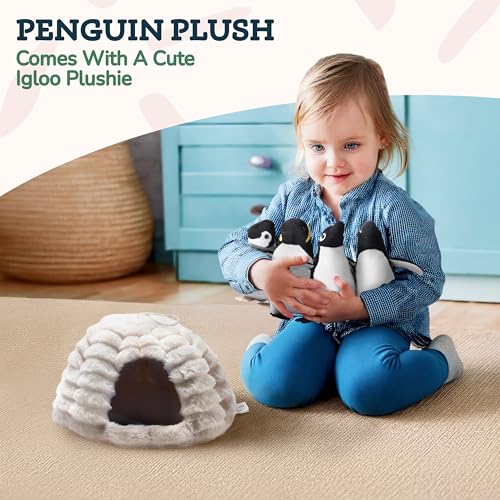 Large Multicolor Shark Stuffed Animal Plushie with 6 Mini Stuffed Toys K4399